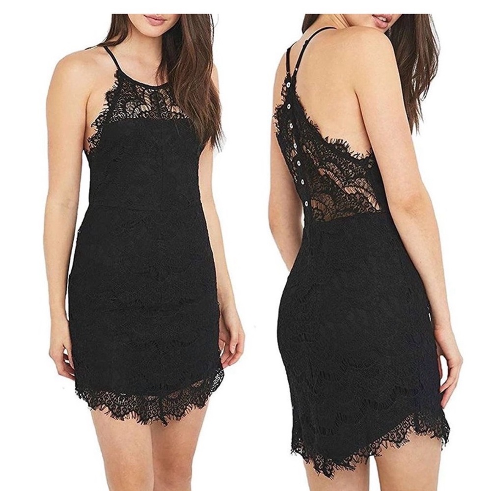 Free People Elegant Black Lace Blouse
